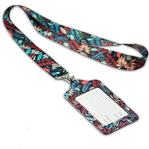 LANYARD WITH ID HOLDER, LIZIMANDU PU LEATHER SLIM CREDIT CARD HOLDER