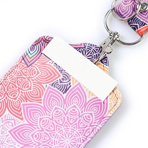 LANYARD WITH ID HOLDER, LIZIMANDU PU LEATHER SLIM CREDIT CARD HOLDER